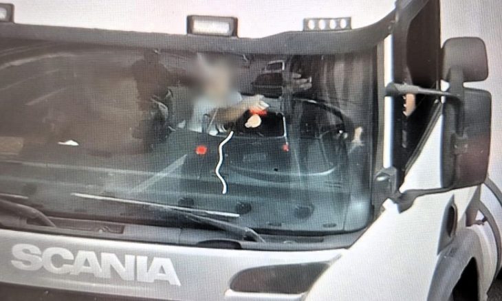 PRF flagra crianças em risco e caminhoneiro ao celular na BR-282