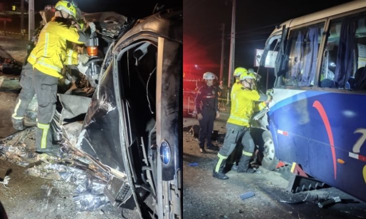 Acidente entre carro e micro-ônibus deixa um morto na SC-407