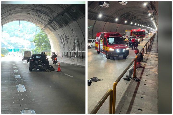Acidente em túnel mobiliza socorristas e deixa passageira ferida