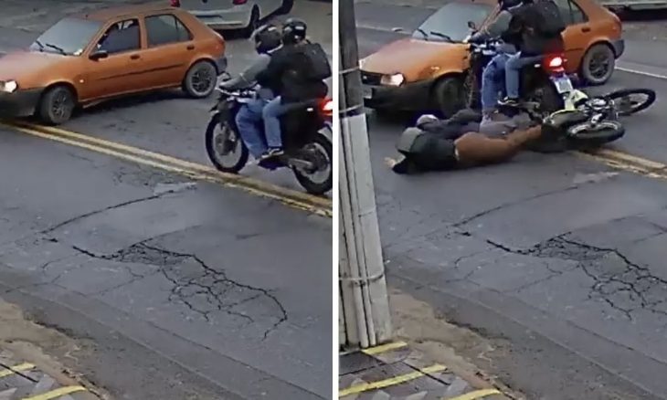 VÍDEO: motorista corta frente de motos e passa por cima de mulher