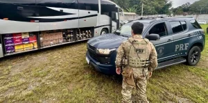 Polícia Rodoviária Federal apreende 3 mil garrafas em ônibus na BR-101