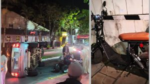 Colisão com ciclomotor deixa mãe e filho gravemente feridos