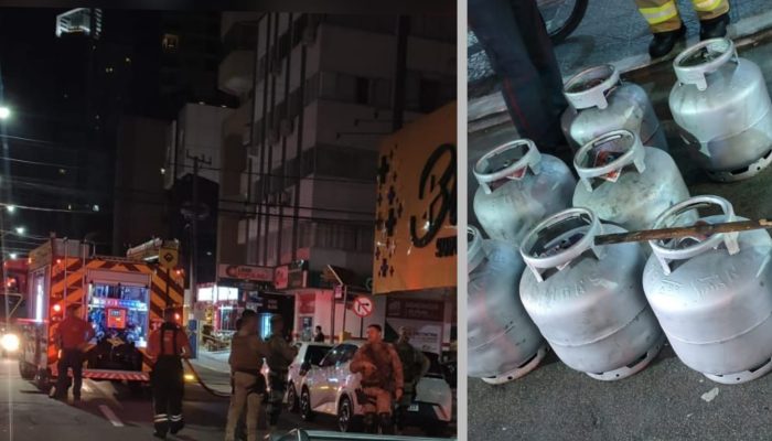 Avenida é fechada para combate a incêndio em Balneário Camboriú