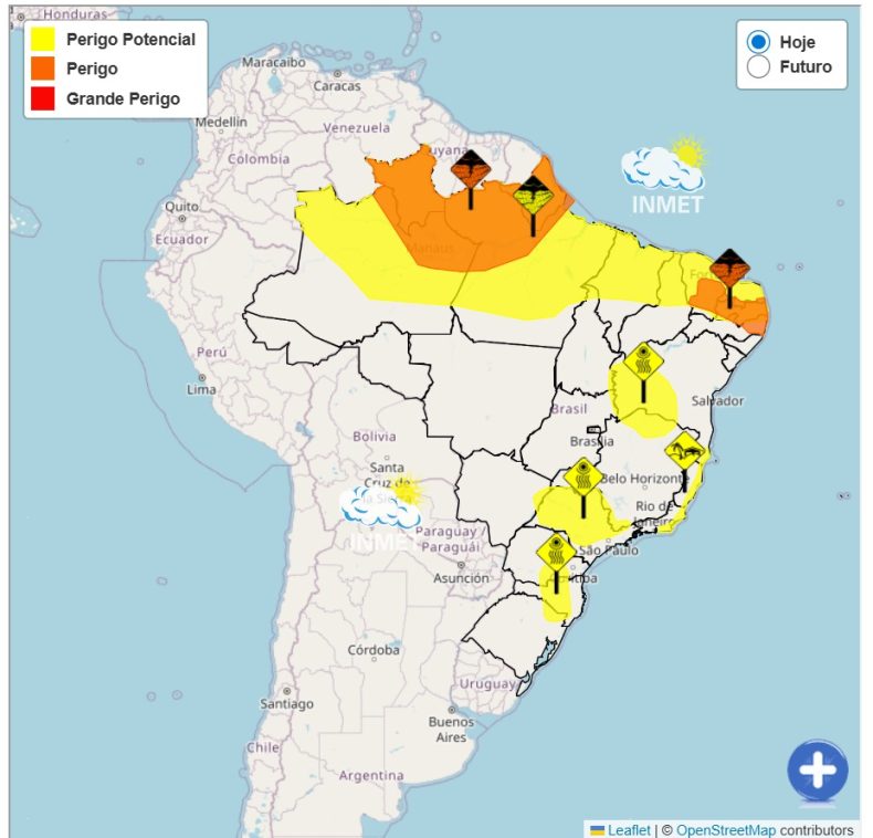 Inmet emite alerta laranja para chuvas intensas e ventos de até 100 km/h 8 estados
