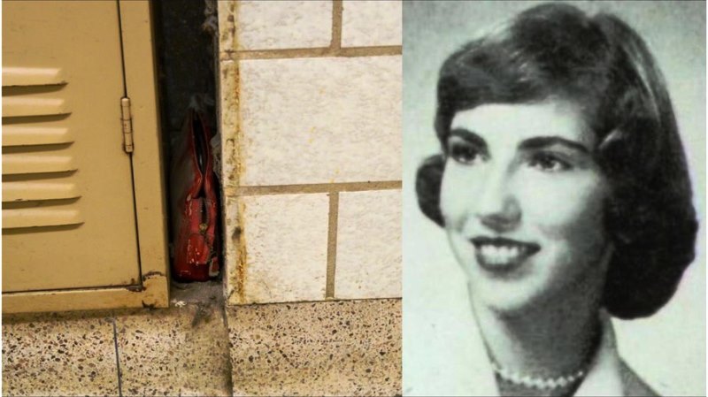 Bolsa perdida em 1957 é encontrada em parede de escola