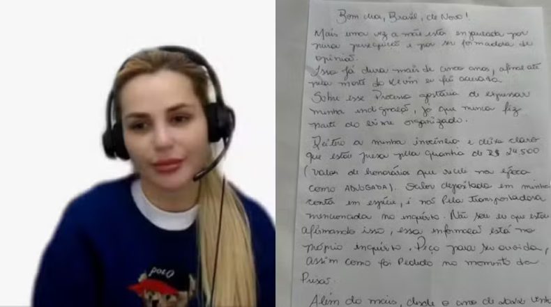 Deolane afirma sofrer perseguição em carta escrita na cadeia