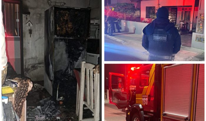 Fogo em geladeira se alastra pela cozinha e mobiliza equipes na madrugada