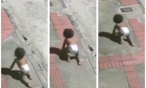 Vídeo: bebê engatinha em avenida de madrugada e escapa da morte