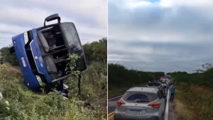Ônibus com time de basquete tomba e deixa sete mortos no Ceará