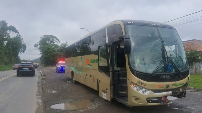 Ônibus bate em carreta e deixa 11 feridos na BR-280
