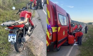 Queda de moto deixa dois feridos graves em rodovia de SC