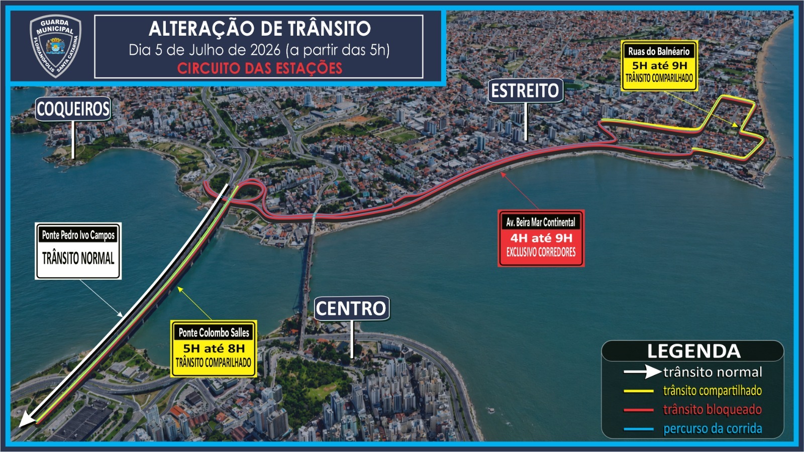 Corrida altera trânsito em Florianópolis neste domingo