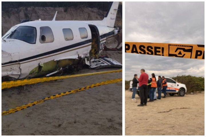 Após queda, avião é retirado da restinga e pilotos seguem na UTI