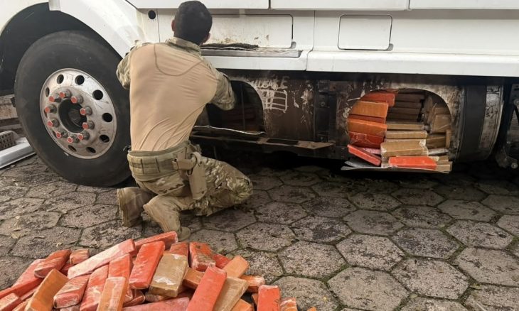 Cão da PRF encontra meia tonelada de maconha em carreta