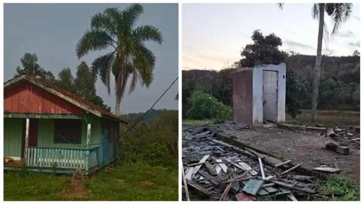Bandidos desmontam casa de madeira e levam toda a estrutura em SC