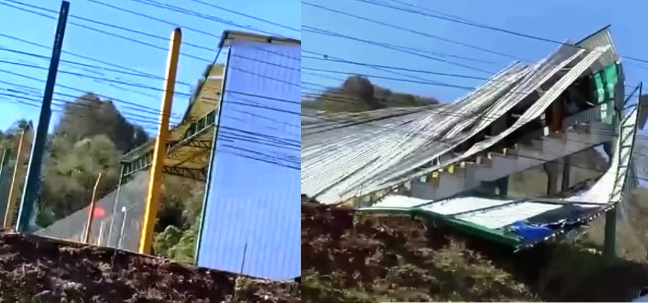 Ventos intensos arrancam cobertura de estádio em Santa Catarina