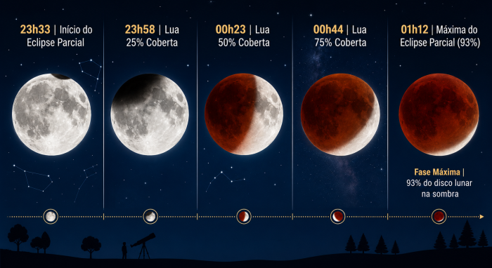 Lua de Sangue poderá ser vista em todo o Brasil nesta madrugada