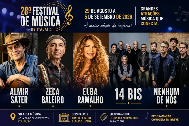 Festival de Música de Itajaí terá grandes shows nacionais, oficinas e nova estrutura