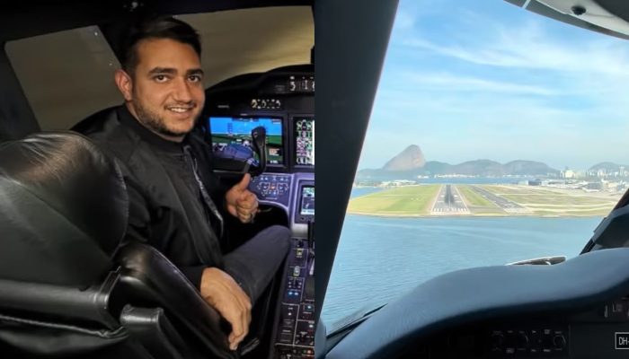 Cantor Juliano pilota avião e pousa no Santos Dumont