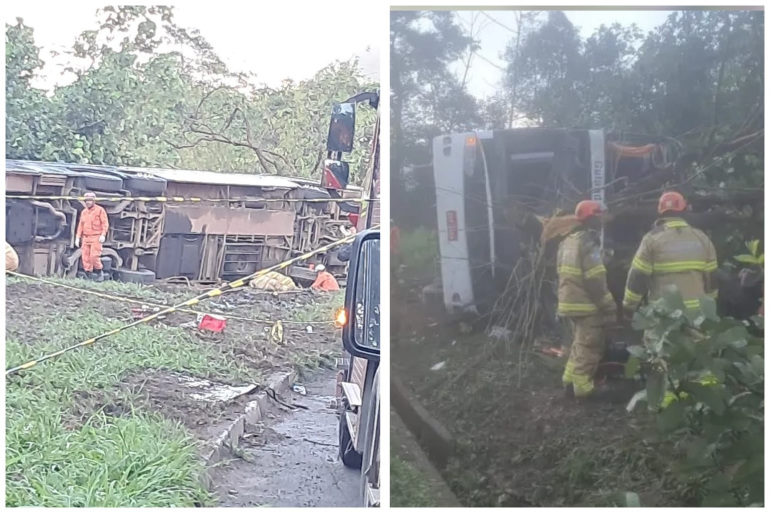 Nove pessoas morrem após ônibus tombar na BR-040, no Rio de Janeiro