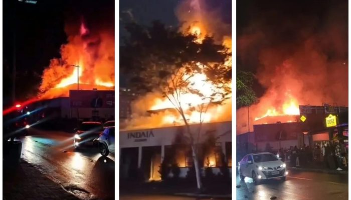 Vídeo: incêndio de grandes proporções interrompe casamento em casa de eventos de SC