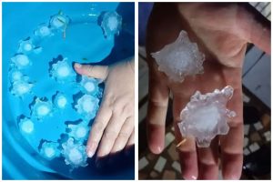 Granizo do tamanho de ovos e ventos acima de 80 km/h causam estragos em SC