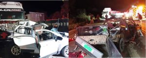 Acidente entre quatro veículos deixa cinco pessoas feridas na BR-470