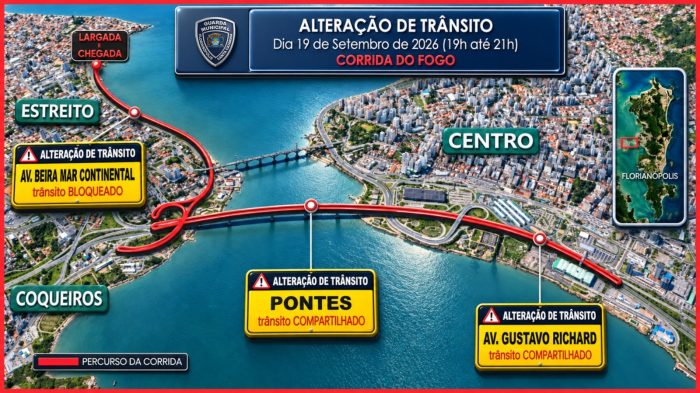 Trânsito terá alterações em Florianópolis neste fim de semana