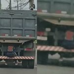 Homem é flagrado agarrado a caminhão em movimento em SC