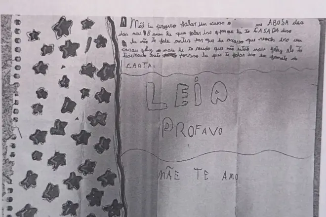 “Tô cansada”: carta de criança revela abusos do padrasto