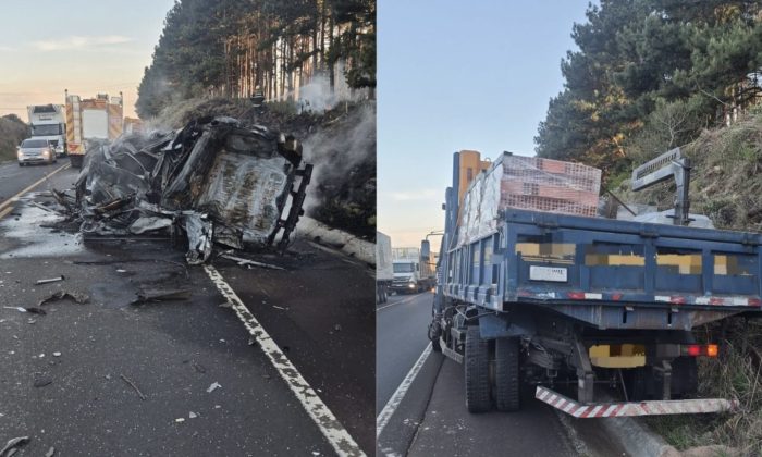 Colisão na SC-114 termina em explosão de carro e deixa feridos
