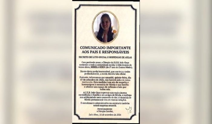 Adolescente de 16 anos morre dormindo em SC