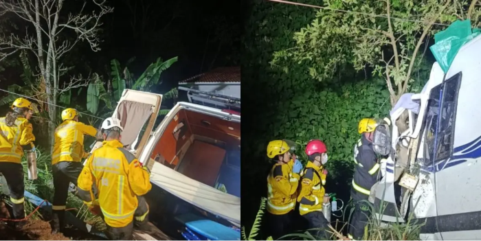 Trailer cai em ribanceira e deixa casal ferido em Florianópolis