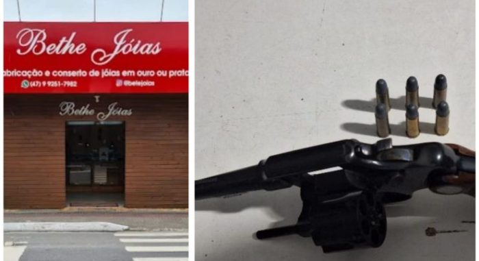 Dono reage a assalto e baleia suspeito dentro de joalheria