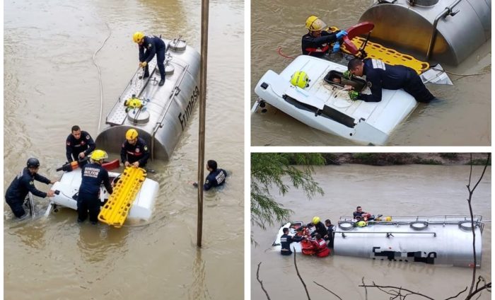 Preso em caminhão submerso, motorista respira por tubo até o resgate em SC