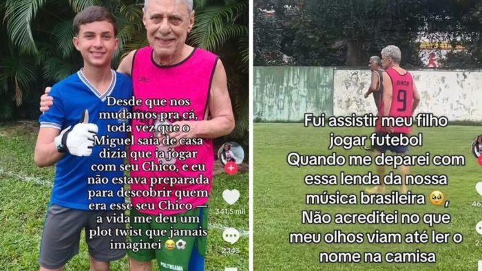Menino vai jogar bola com ‘seu Chico’ e encontra Chico Buarque