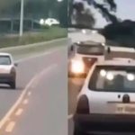 Vídeo: carro anda na contramão e quase bate de frente com caminhão na SC-150