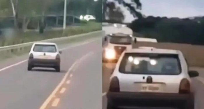 Vídeo: carro anda na contramão e quase bate de frente com caminhão na SC-150