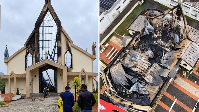 Imagem de Nossa Senhora resiste a incêndio em igreja de SC