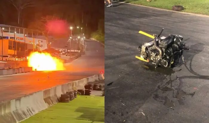 VÍDEO: Carro explode em prova de arrancada em SC