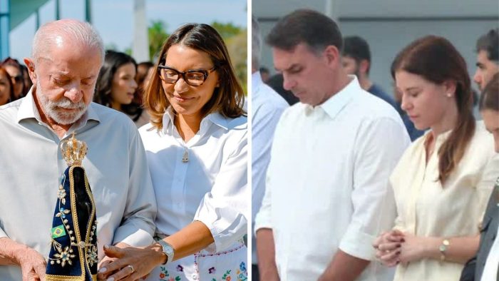 Flávio Bolsonaro e Lula participam de missas no Dia de Nossa Senhora Aparecida